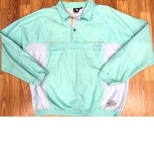 VTG c. 1990 GOTCHA 100% COTTON JACKET-SHIRT GREEN, BLUE & PINK Sz LARGE, L